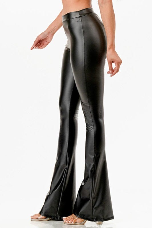 La Scala Vegan Leather Flare Pants - Demented Sisters