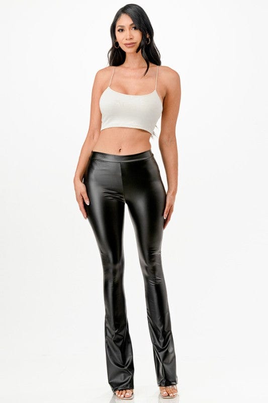 La Scala Vegan Leather Flare Pants - Demented Sisters