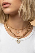 Layered gold chain necklace with eye and star - Demented Sisters