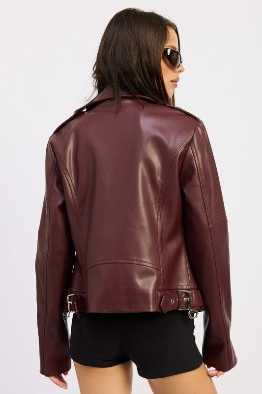 LEATHER BIKER JACKET - Demented Sisters