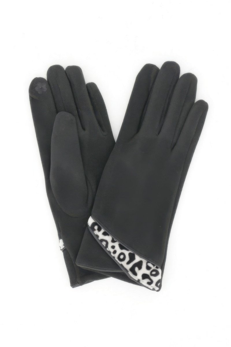 Leopard Accent Touchscreen Gloves - Demented Sisters