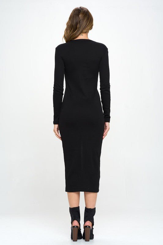 Made in USA Solid Rib Cardigan Midi Dress - Demented Sisters