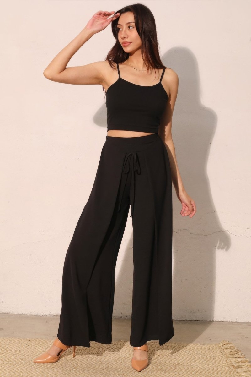 Matte Crepe Overlap Pants - Demented Sisters