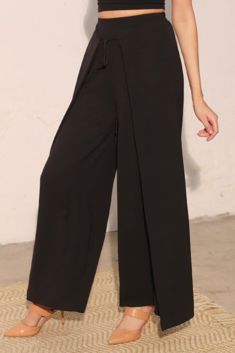 Matte Crepe Overlap Pants - Demented Sisters