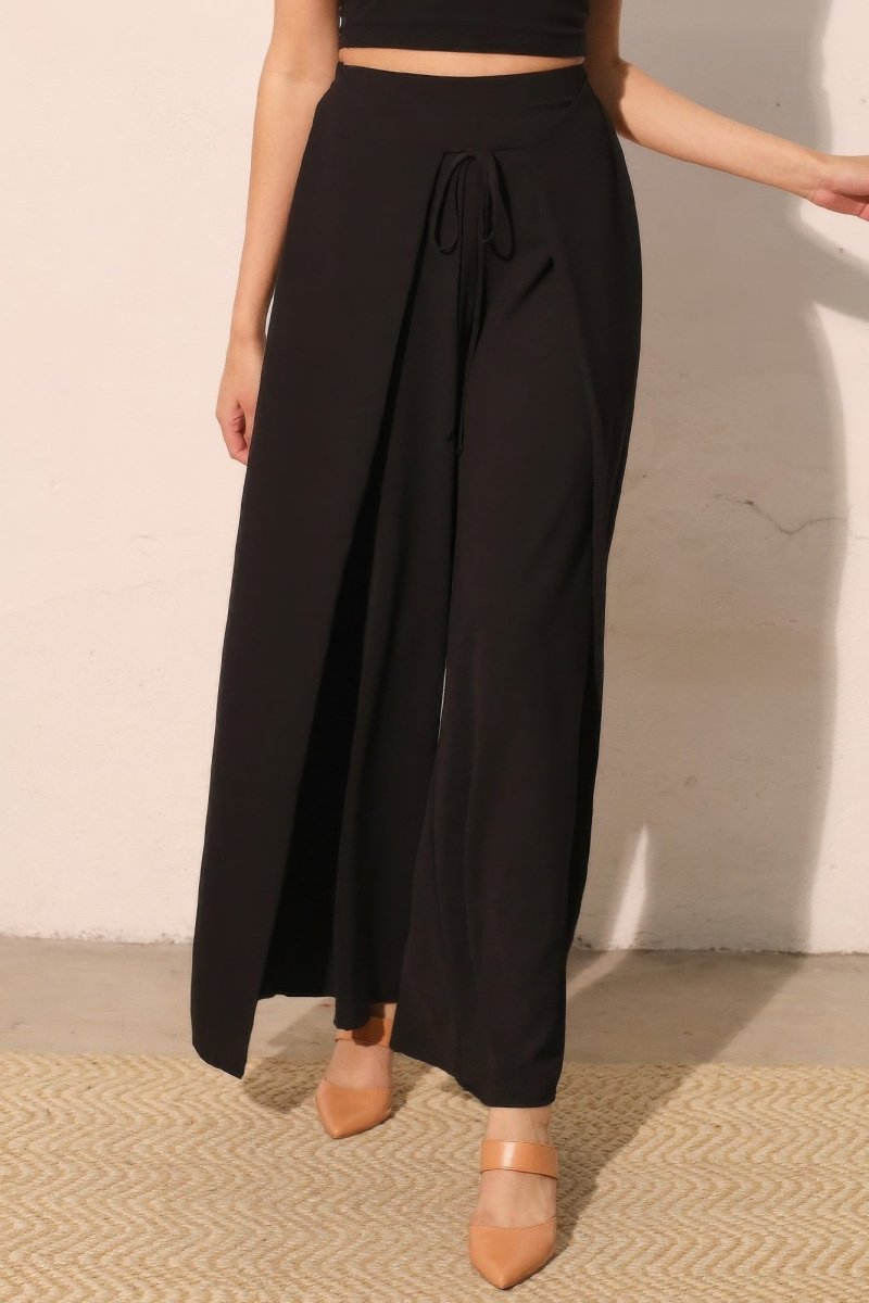 Matte Crepe Overlap Pants - Demented Sisters