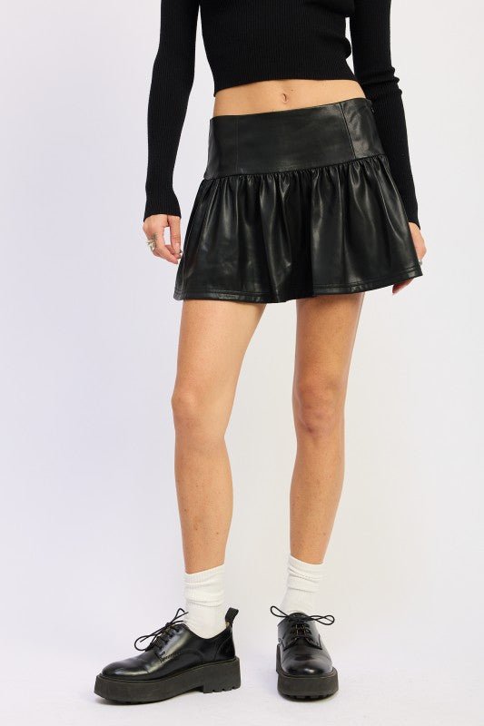 MINI LEATHER RUFFLE SKORT - Demented Sisters