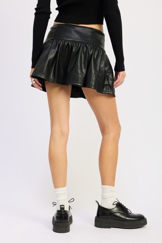 MINI LEATHER RUFFLE SKORT - Demented Sisters