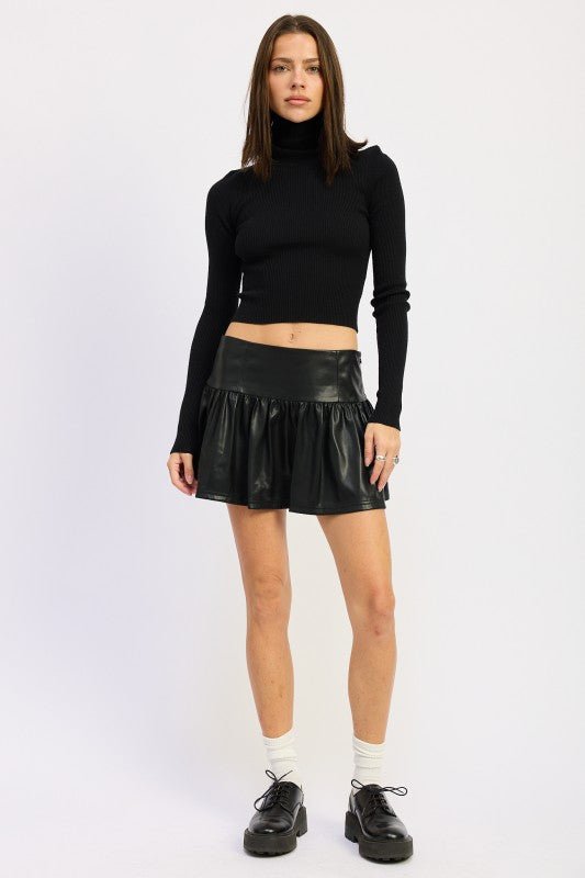 MINI LEATHER RUFFLE SKORT - Demented Sisters