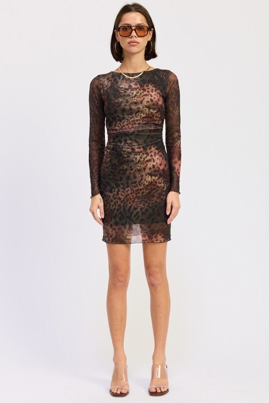 MINI OPEN BACK MESH ANIMAL PRINT DRESS - Demented Sisters