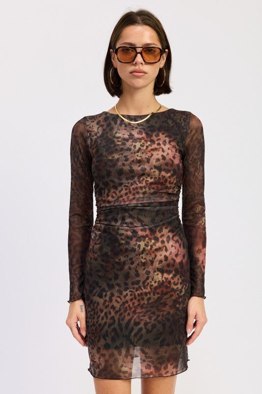 MINI OPEN BACK MESH ANIMAL PRINT DRESS - Demented Sisters