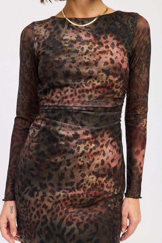 MINI OPEN BACK MESH ANIMAL PRINT DRESS - Demented Sisters