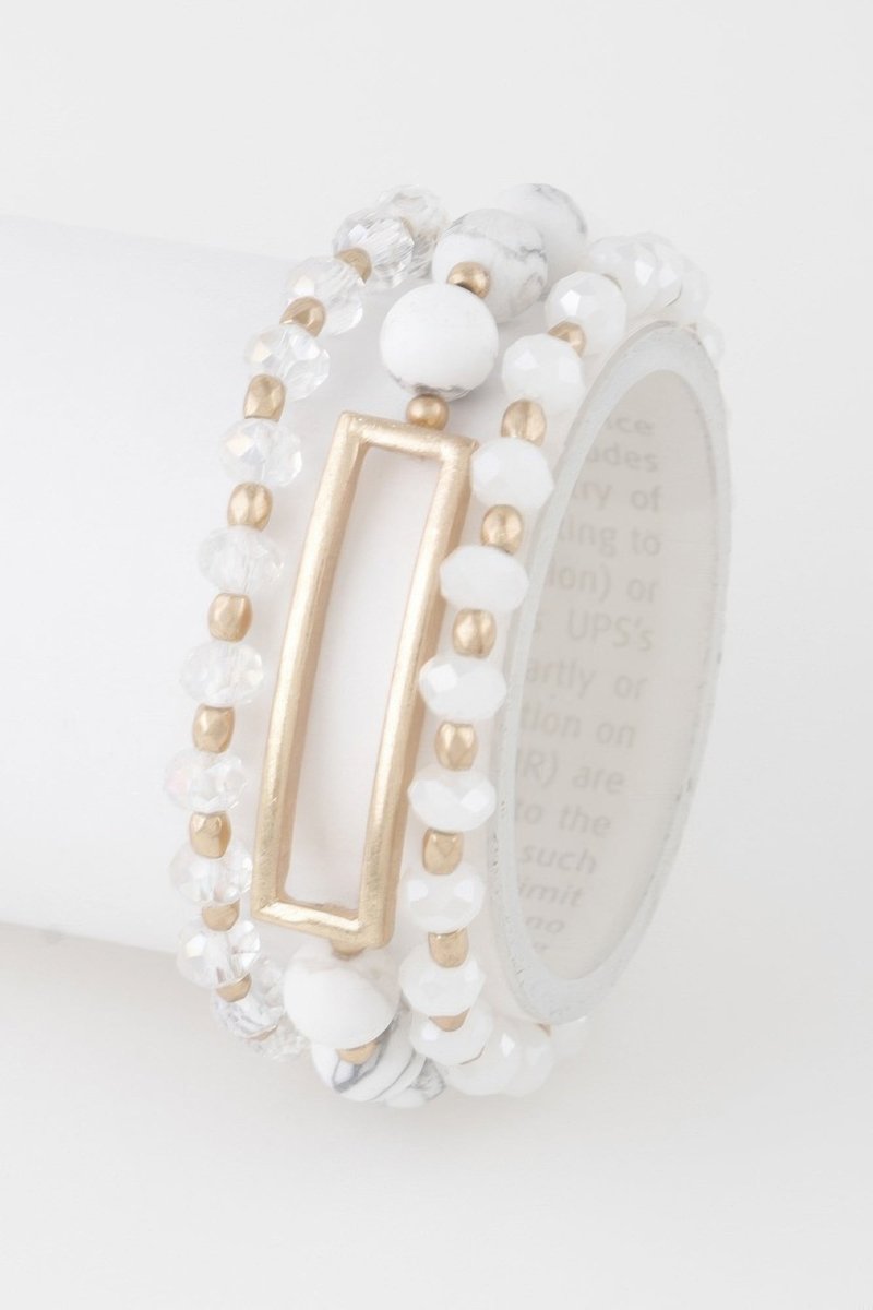 Multi Beaded N Rectangular Pendant Bracelet - Demented Sisters
