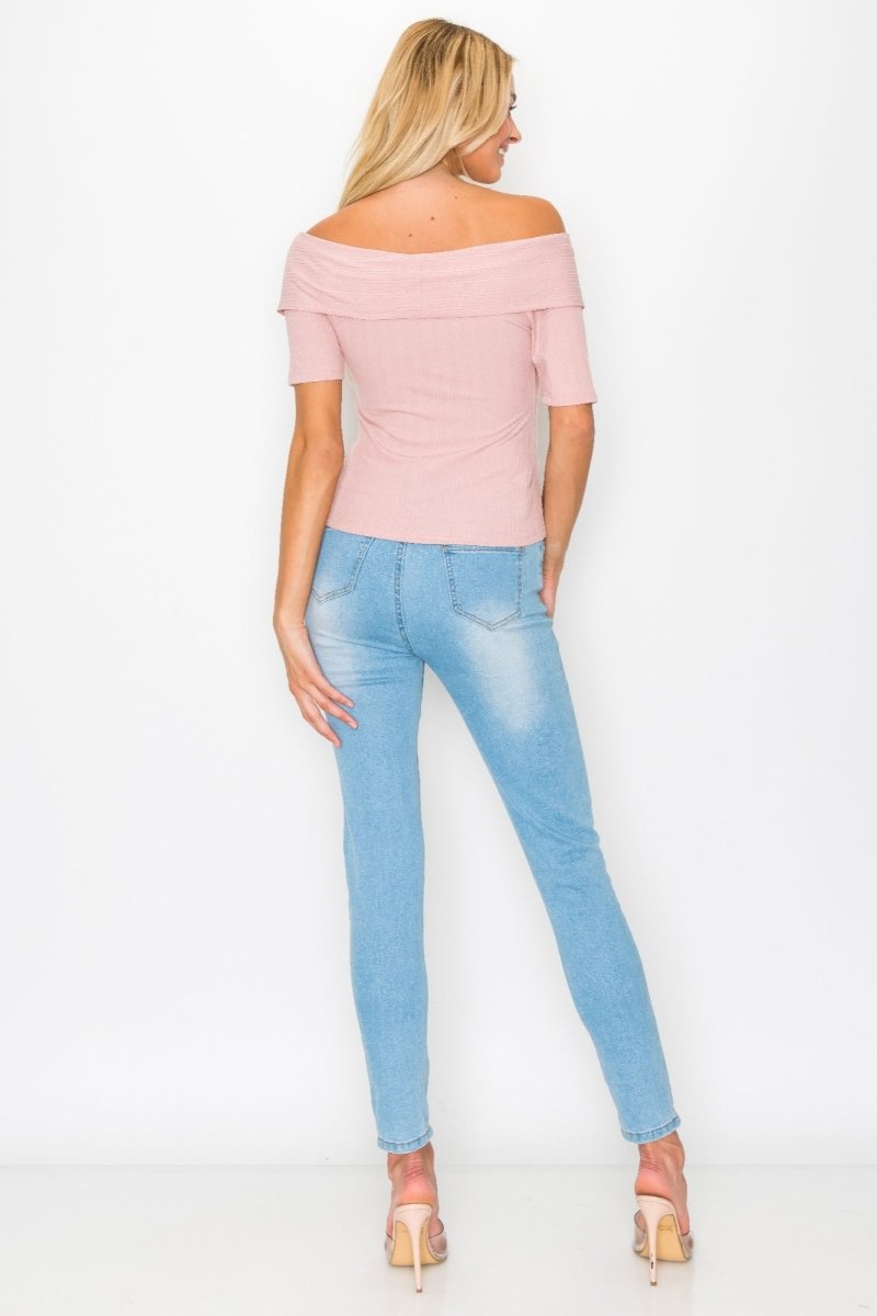Off The Shoulder Crisscross Ribbed Top - Demented Sisters