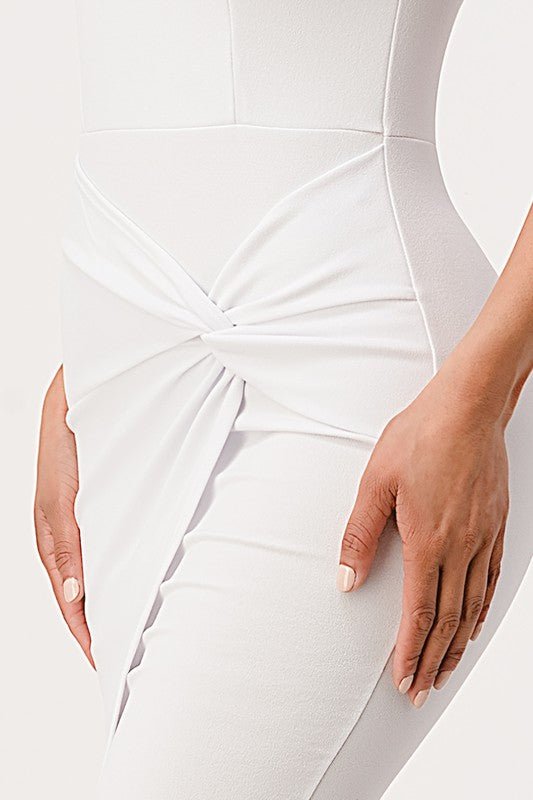 off the shoulder front twist bodycon dress - Demented Sisters