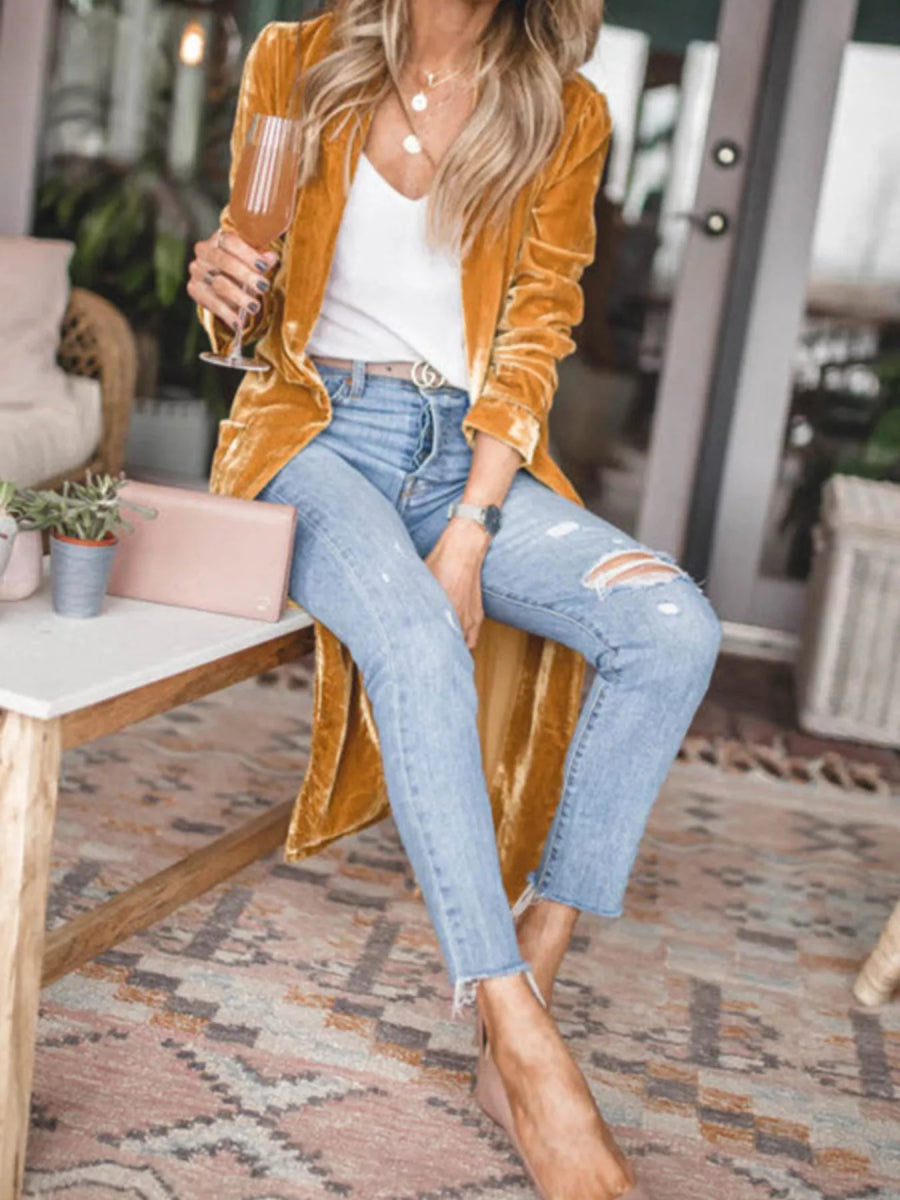 Open Front Long Sleeve Longline Cardigan - Demented Sisters