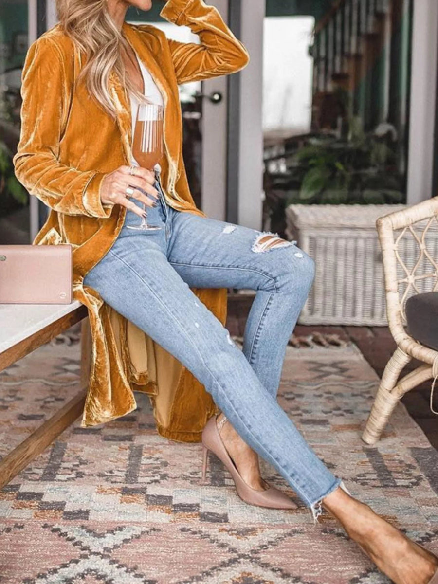 Open Front Long Sleeve Longline Cardigan - Demented Sisters