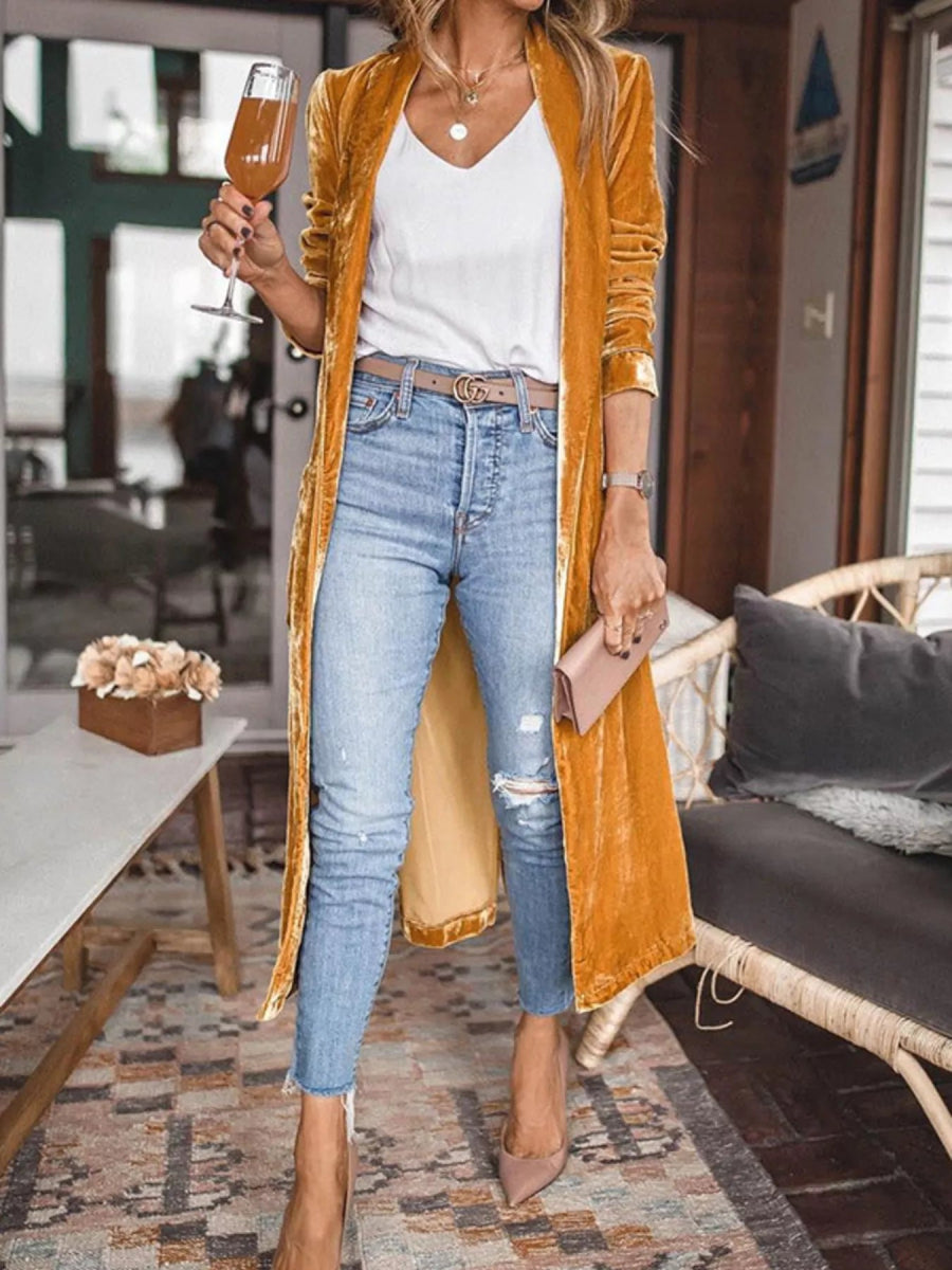 Open Front Long Sleeve Longline Cardigan - Demented Sisters