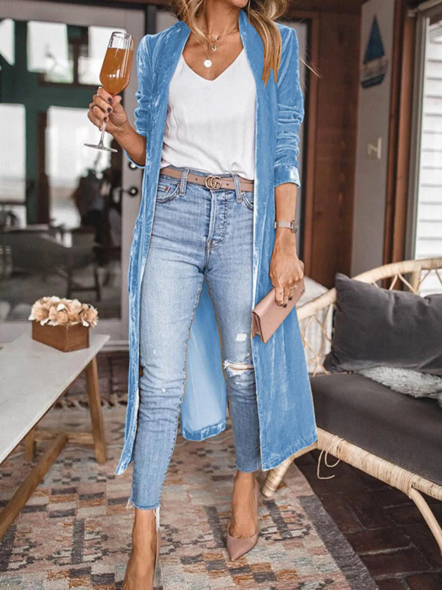 Open Front Long Sleeve Longline Cardigan - Demented Sisters