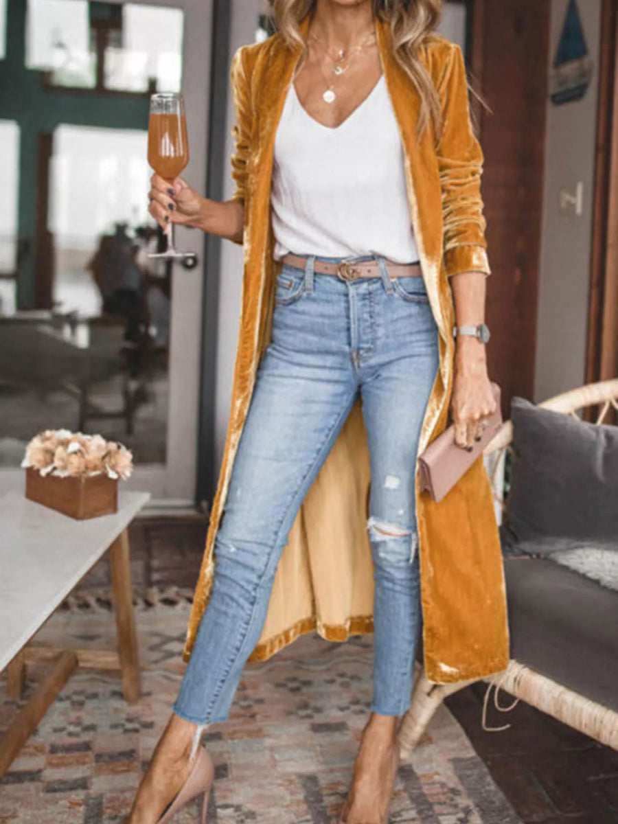 Open Front Long Sleeve Longline Cardigan - Demented Sisters