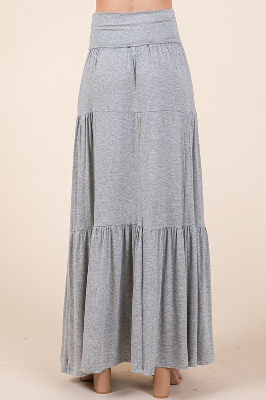 Tiered Ruffle Maxi Skirt with Foldover Waist – Soft Stretch & Movement - Demented Sisters