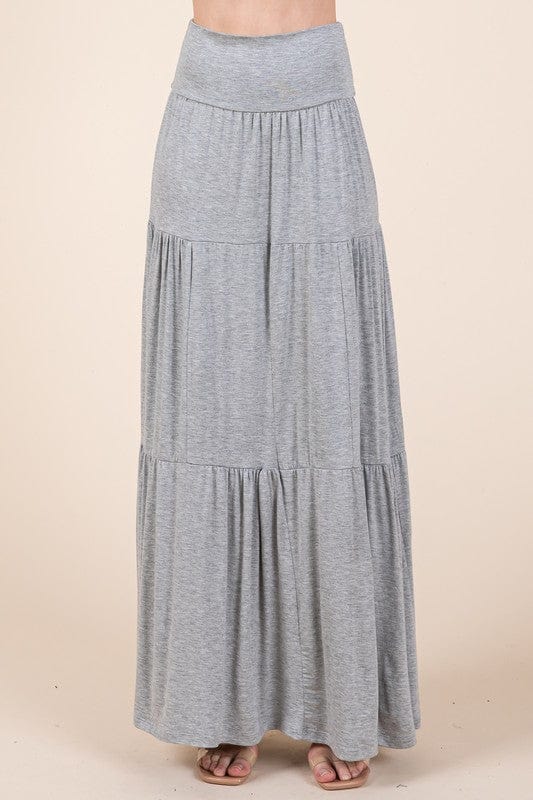 Tiered Ruffle Maxi Skirt with Foldover Waist – Soft Stretch & Movement - Demented Sisters