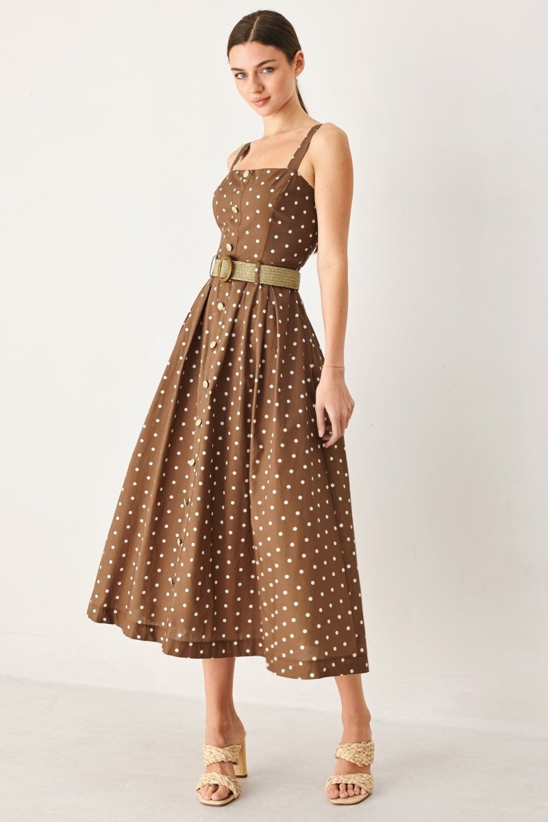 PARISIAN DOT WOVEN MIDI DRESS - Demented Sisters