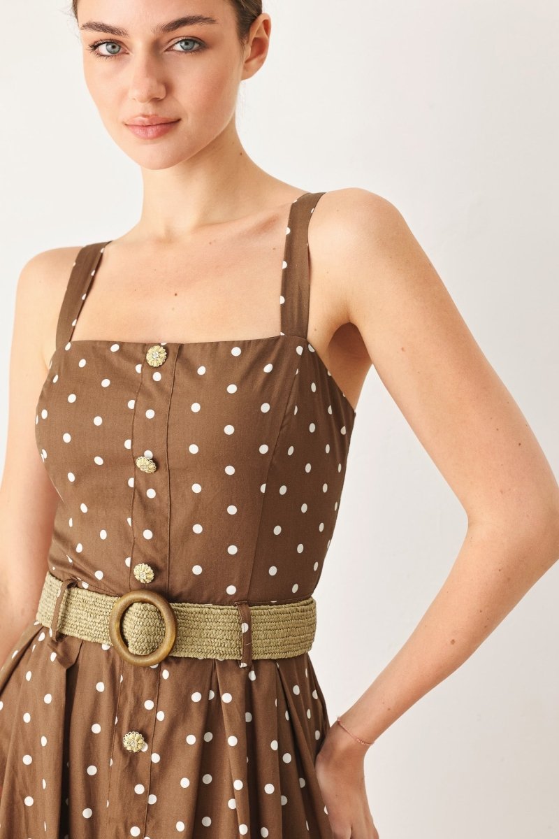PARISIAN DOT WOVEN MIDI DRESS - Demented Sisters