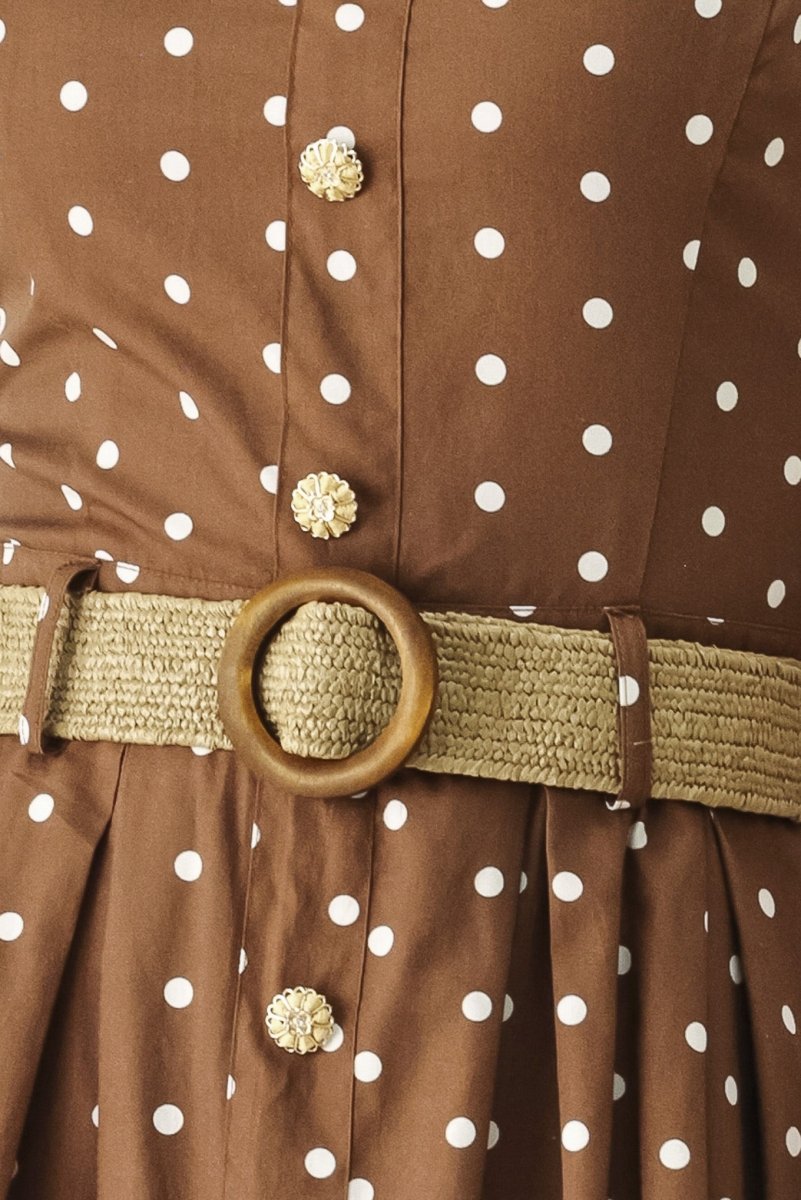 PARISIAN DOT WOVEN MIDI DRESS - Demented Sisters