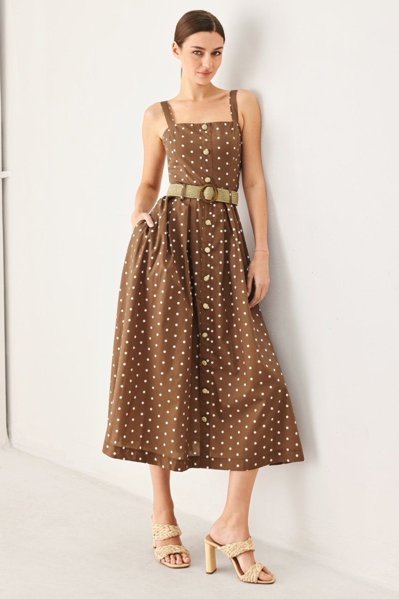 PARISIAN DOT WOVEN MIDI DRESS - Demented Sisters