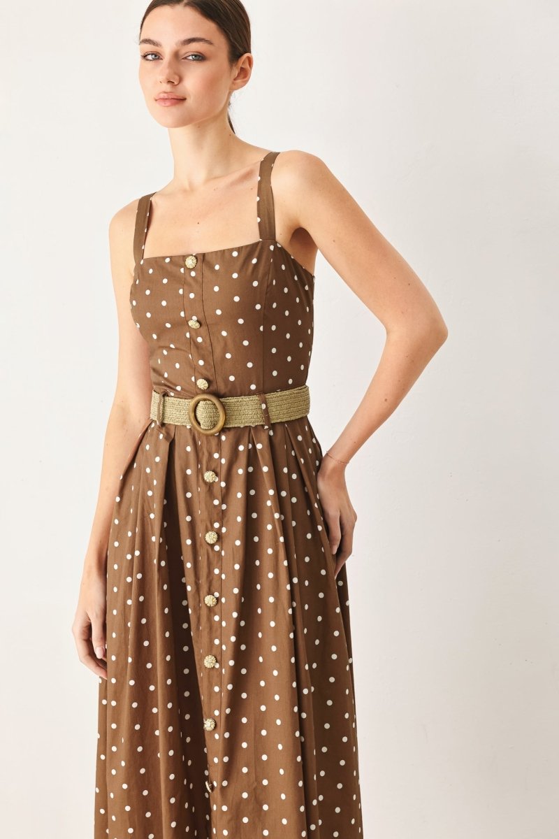 PARISIAN DOT WOVEN MIDI DRESS - Demented Sisters