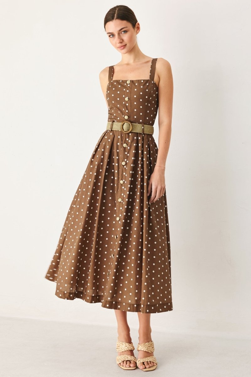PARISIAN DOT WOVEN MIDI DRESS - Demented Sisters