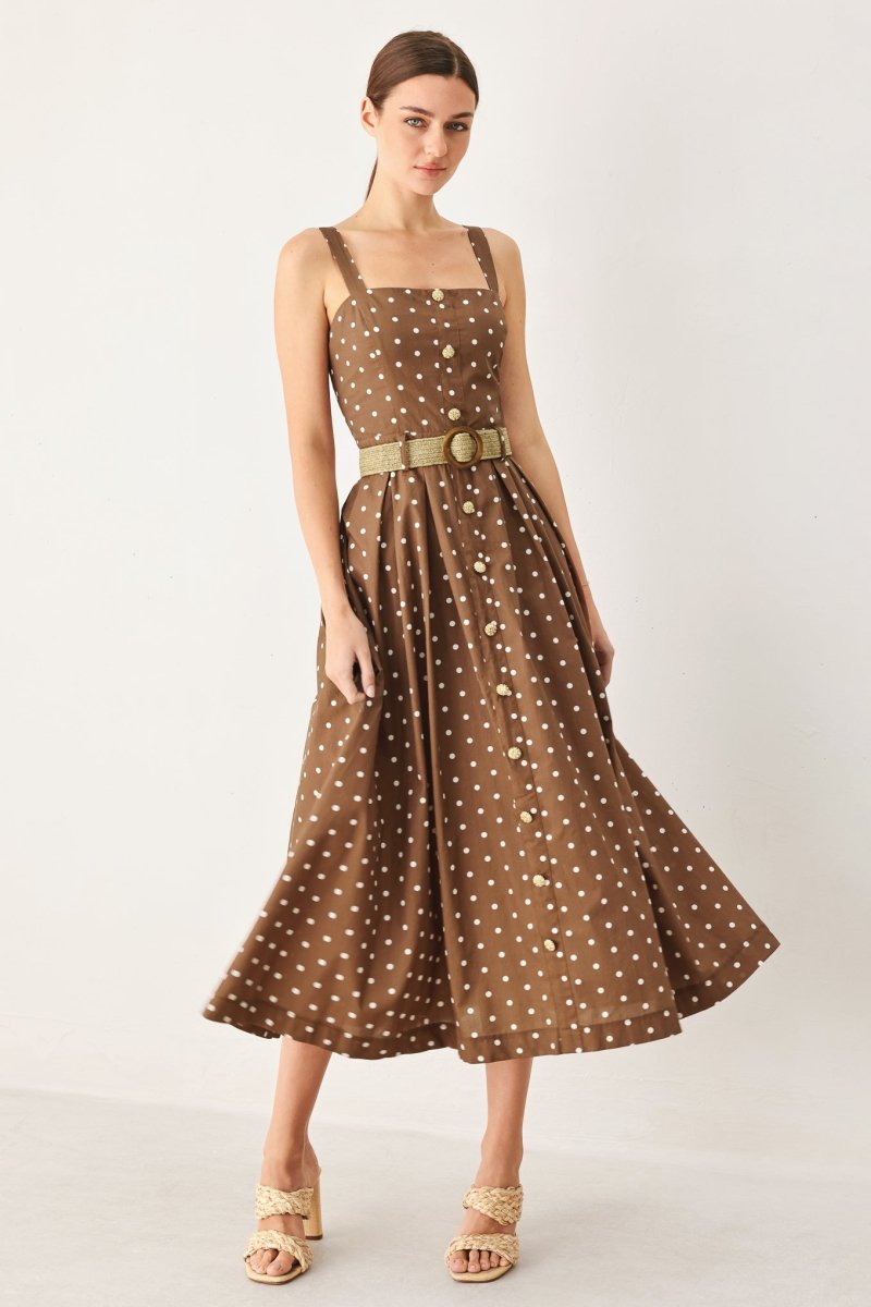 PARISIAN DOT WOVEN MIDI DRESS - Demented Sisters
