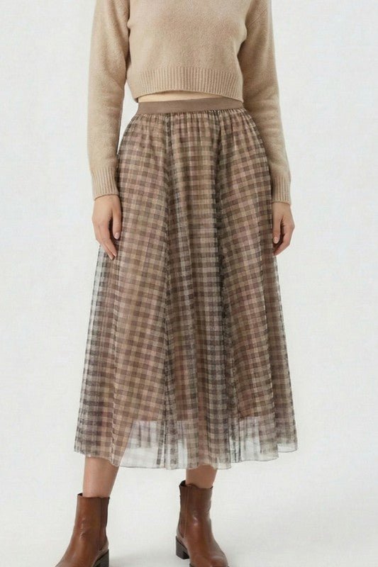 Plaid Tulle Midi Skirt - Demented Sisters