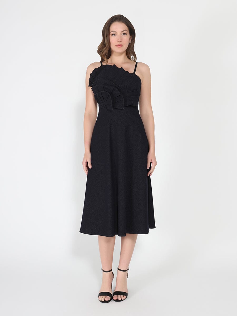 Pleated Detail Strap A-Line Dress - Demented Sisters