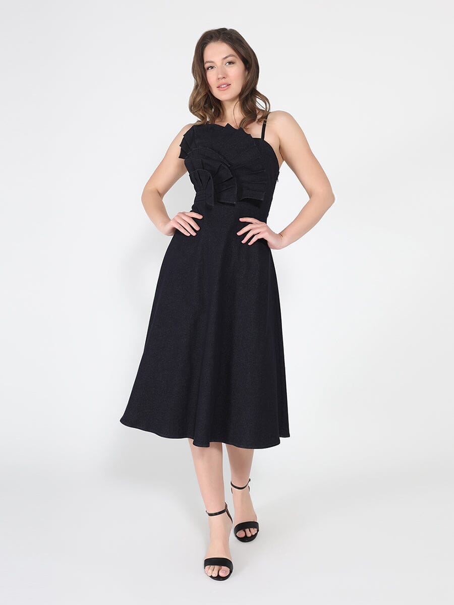 Pleated Detail Strap A-Line Dress - Demented Sisters