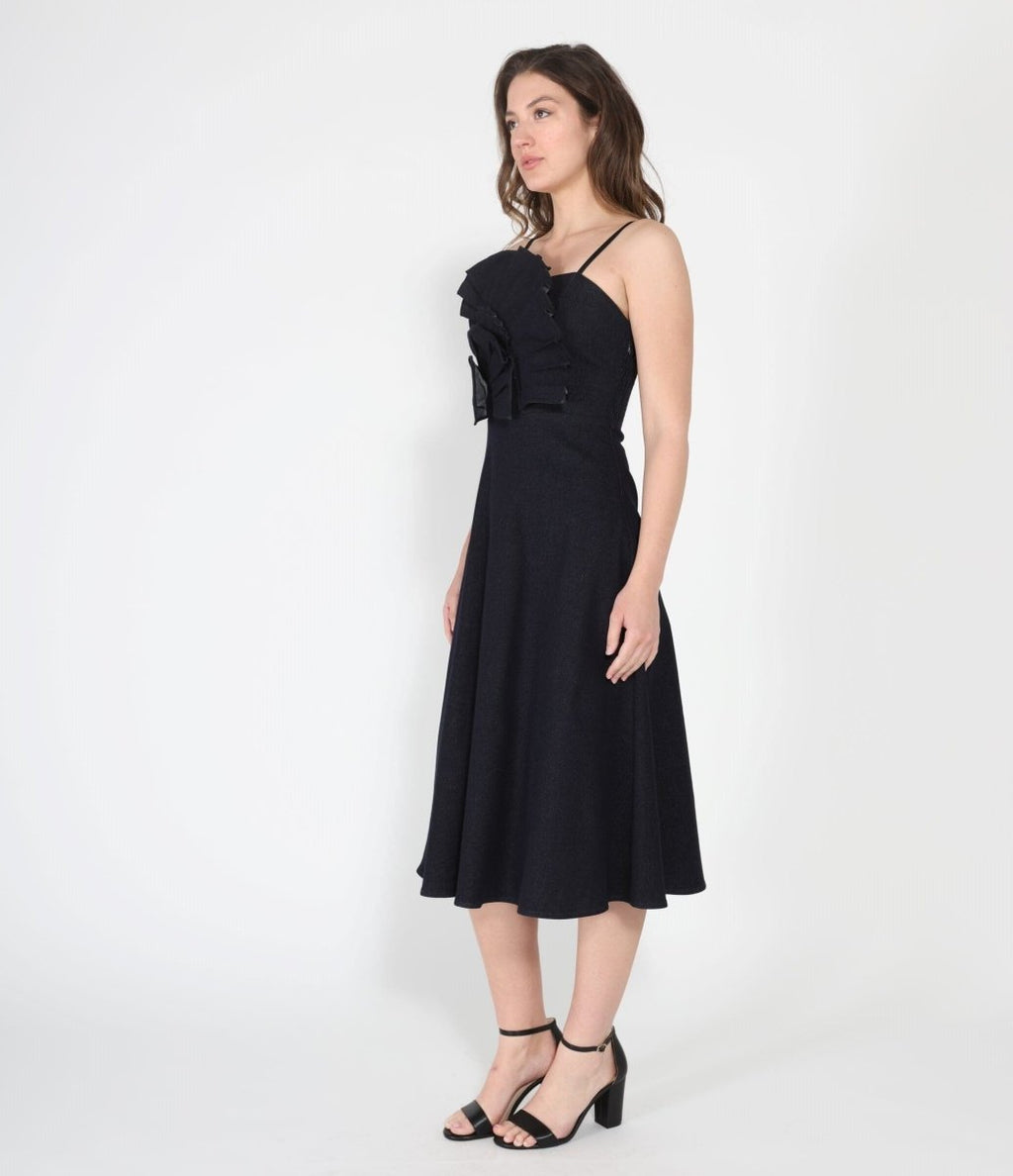 Pleated Detail Strap A-Line Dress - Demented Sisters