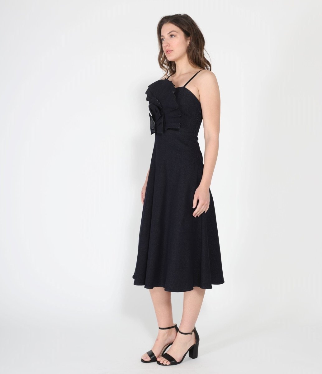 Pleated Detail Strap A-Line Dress - Demented Sisters
