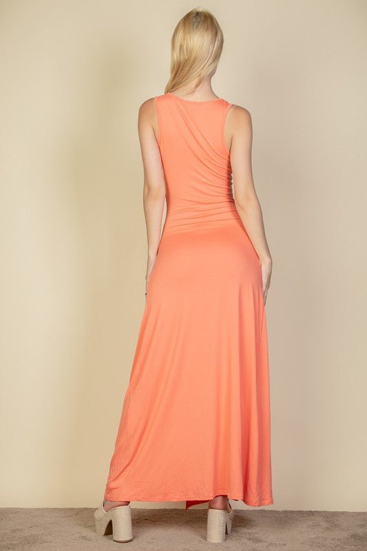 Plunge Neck Thigh Split Dress - Demented Sisters