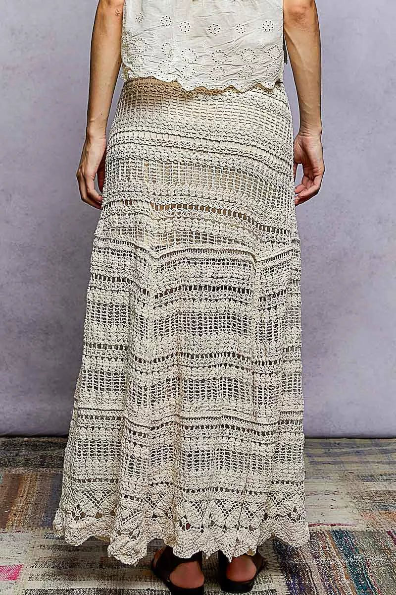POL Boho Crochet Knit Maxi Skirt - Demented Sisters