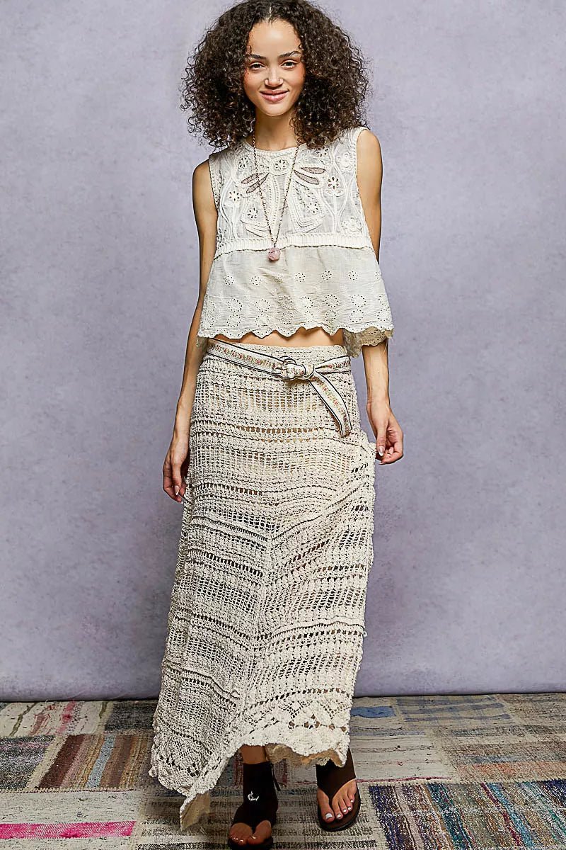 POL Boho Crochet Knit Maxi Skirt - Demented Sisters