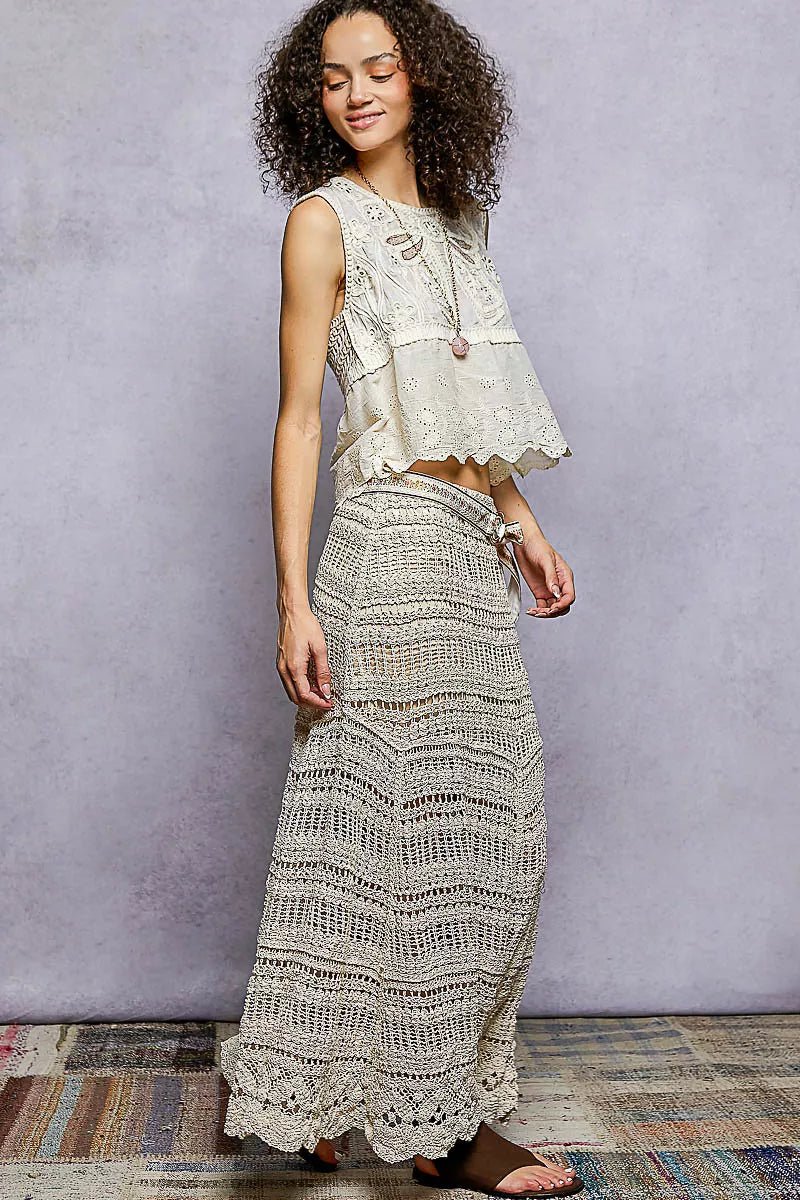 POL Boho Crochet Knit Maxi Skirt - Demented Sisters