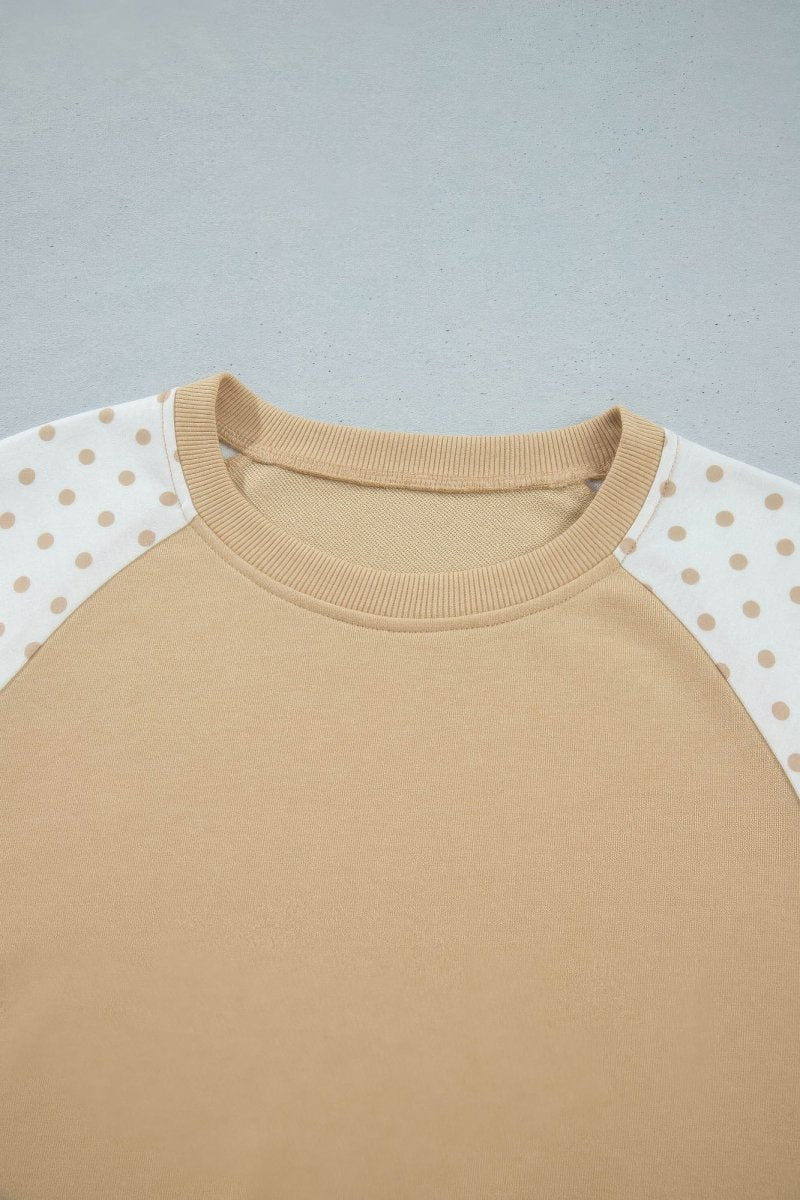 Polka Dot Patchwork Crop Sweatshirt & Pants Set - Demented Sisters