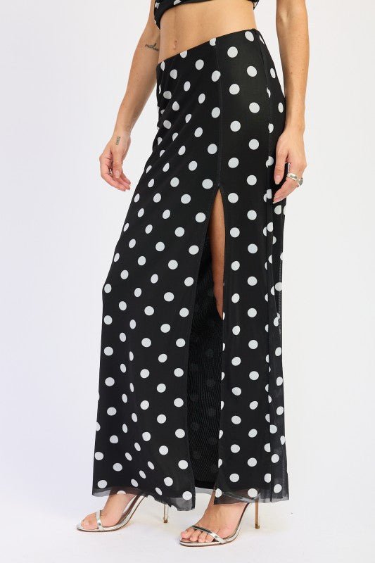 POLKADOT MAXI SKIRT WITH FRONT SLIT - Demented Sisters