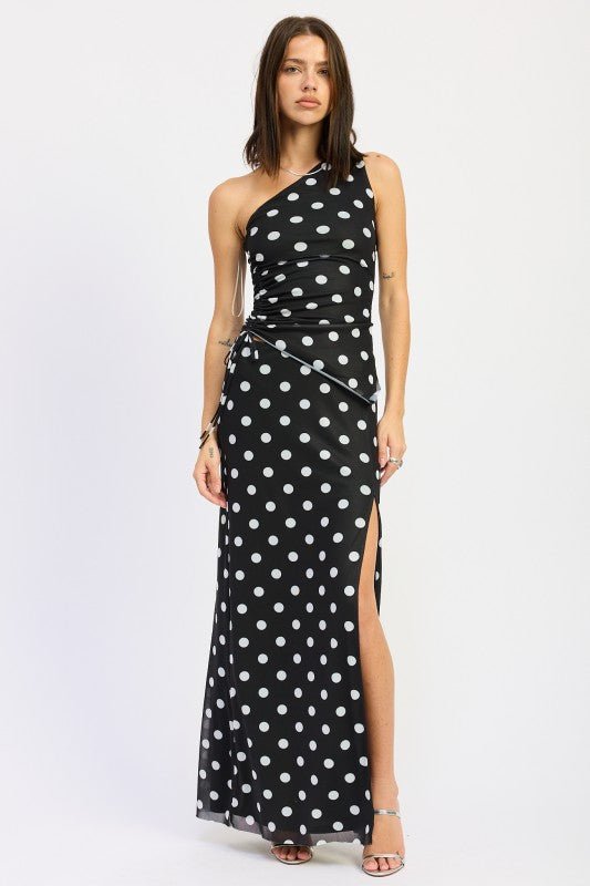 POLKADOT MAXI SKIRT WITH FRONT SLIT - Demented Sisters
