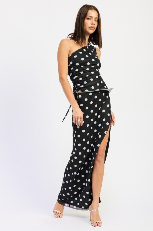 POLKADOT MAXI SKIRT WITH FRONT SLIT - Demented Sisters