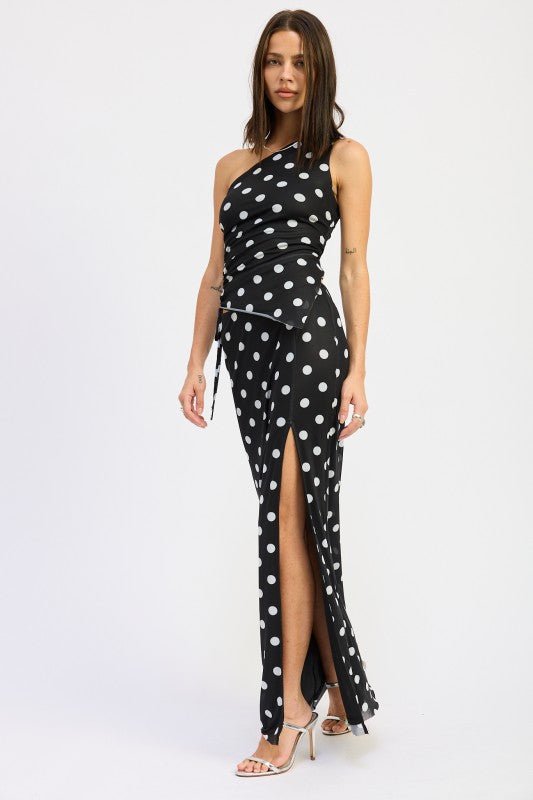 POLKADOT MAXI SKIRT WITH FRONT SLIT - Demented Sisters