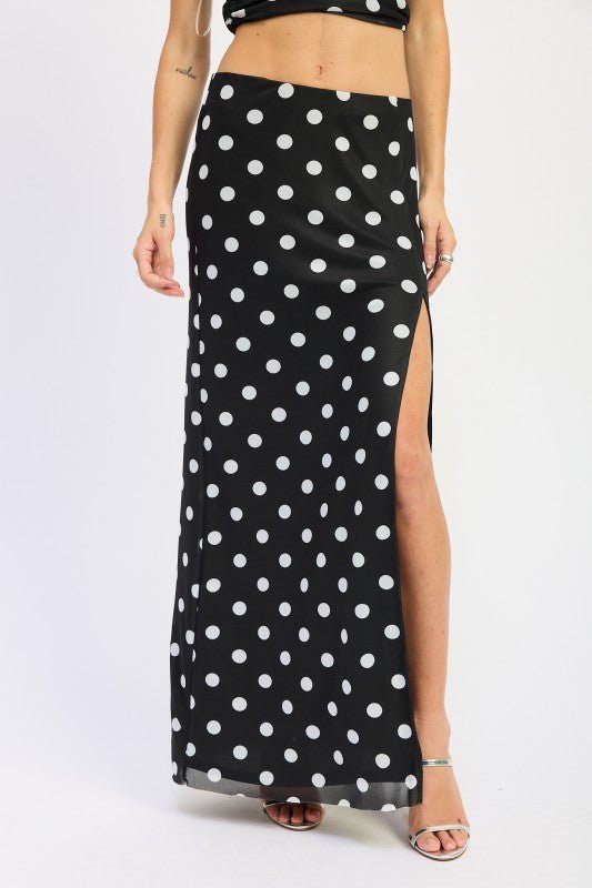 POLKADOT MAXI SKIRT WITH FRONT SLIT - Demented Sisters