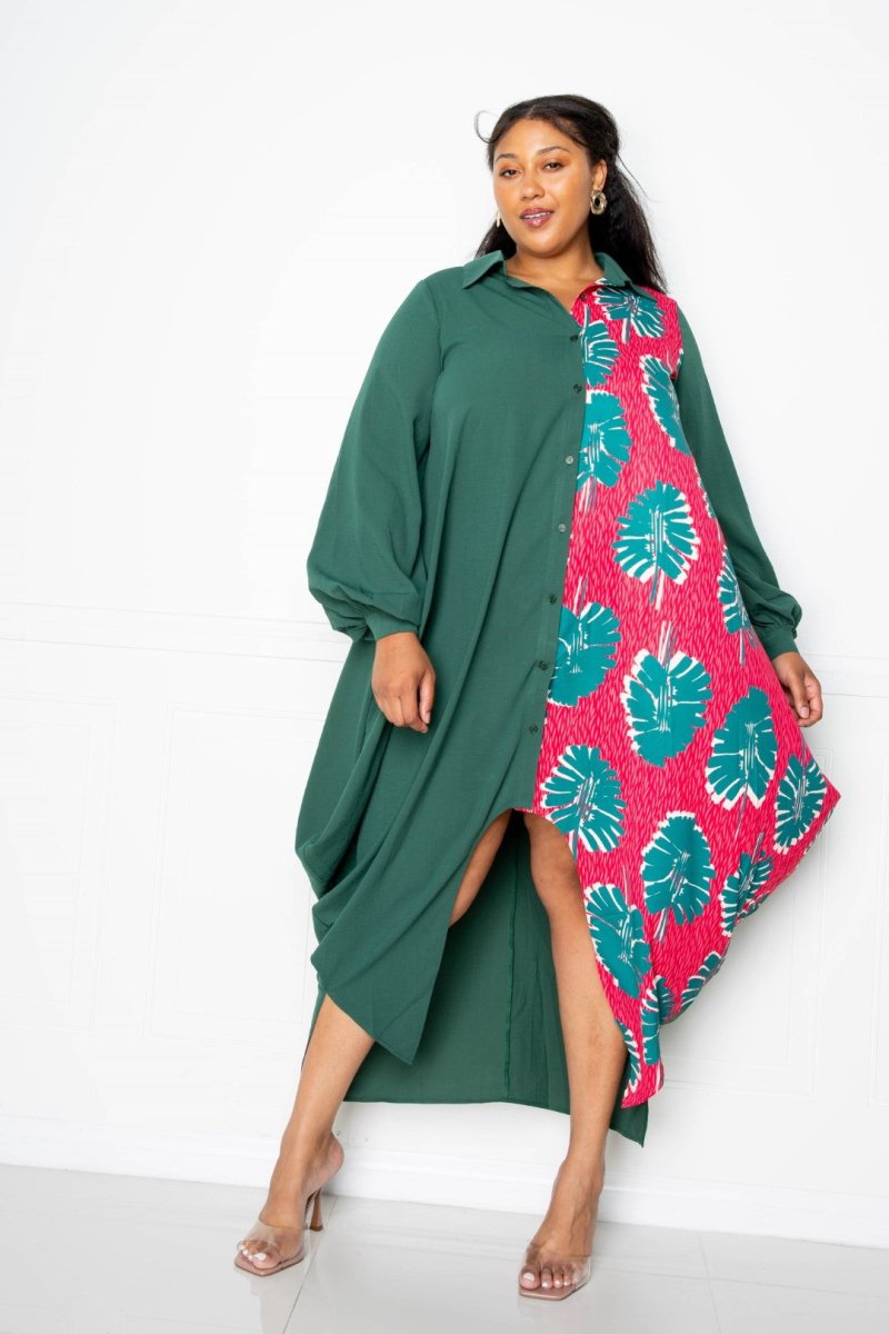Print Drapy Shirt Maxi Dress - Demented Sisters