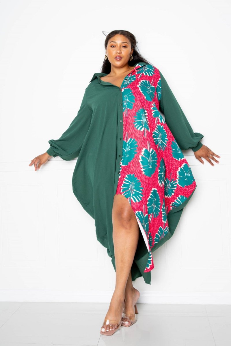 Print Drapy Shirt Maxi Dress - Demented Sisters