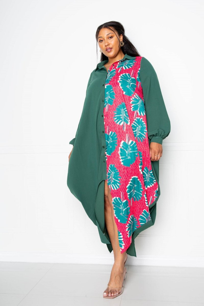 Print Drapy Shirt Maxi Dress - Demented Sisters